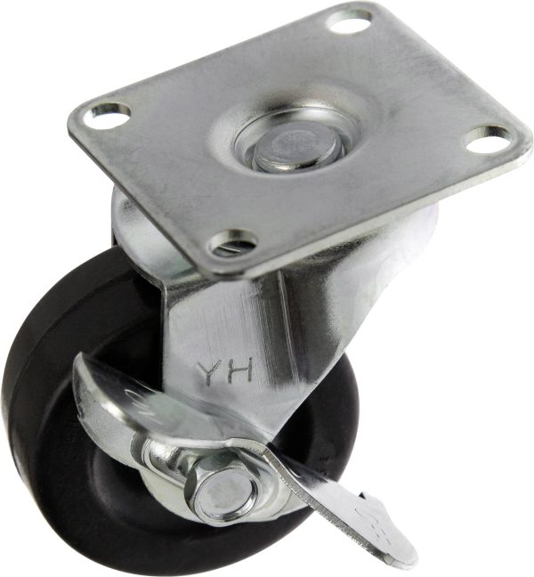 TOOLCRAFT TO-5137887 Kółko obrotowe gumowe z blokadą 50 mm z płytką montażową Maksymalne obciążenie: 50 kg