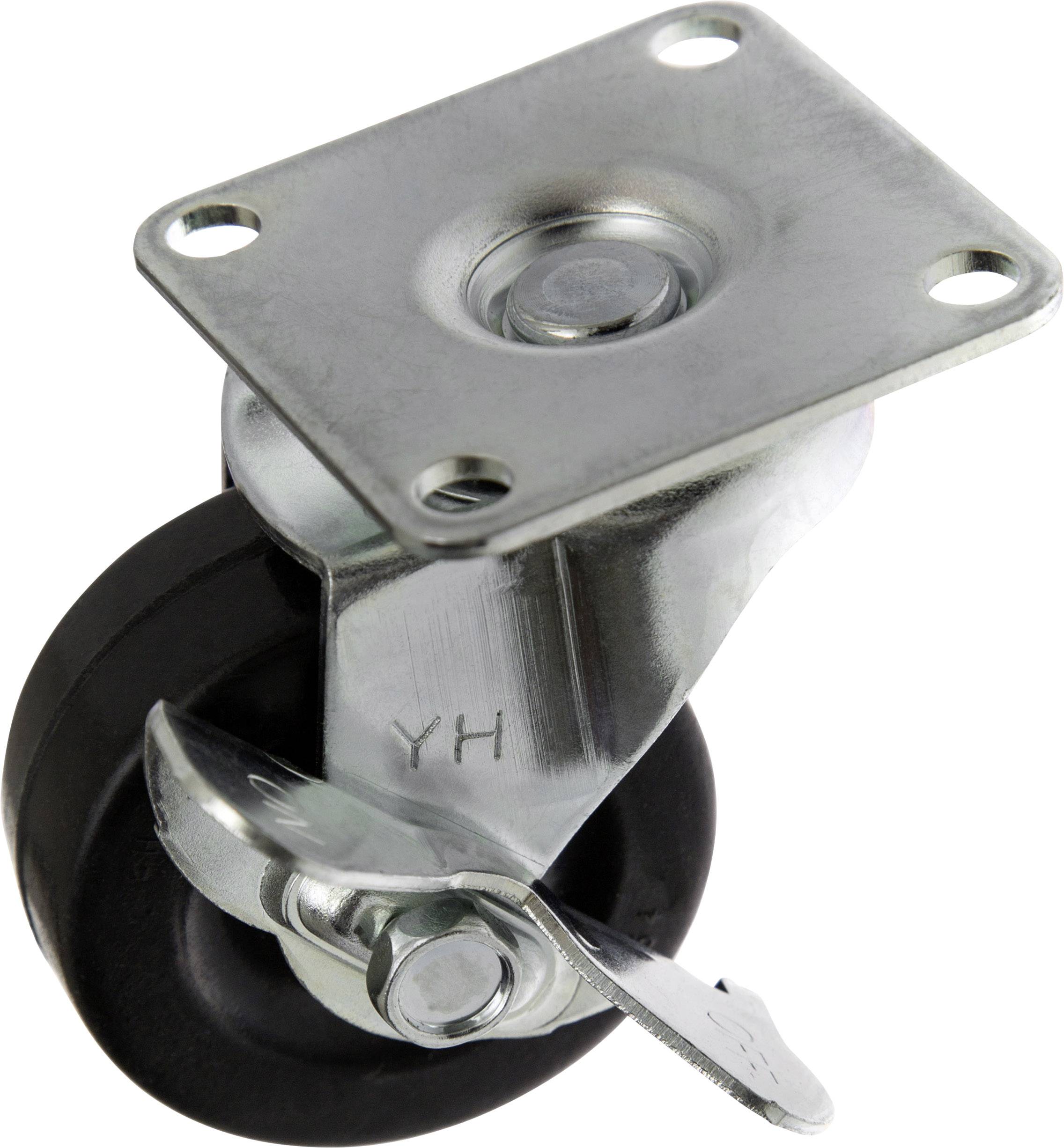 TOOLCRAFT TO-5137887 Kółko obrotowe gumowe z blokadą 50 mm z płytką montażową Maksymalne obciążenie: 50 kg - obrazek 1