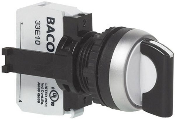 Przełącznik obrotowy BACO L21KE03B, 23 mm, 22,3 mm, IP66, max 600 V, 1 x 90°, 1 NO