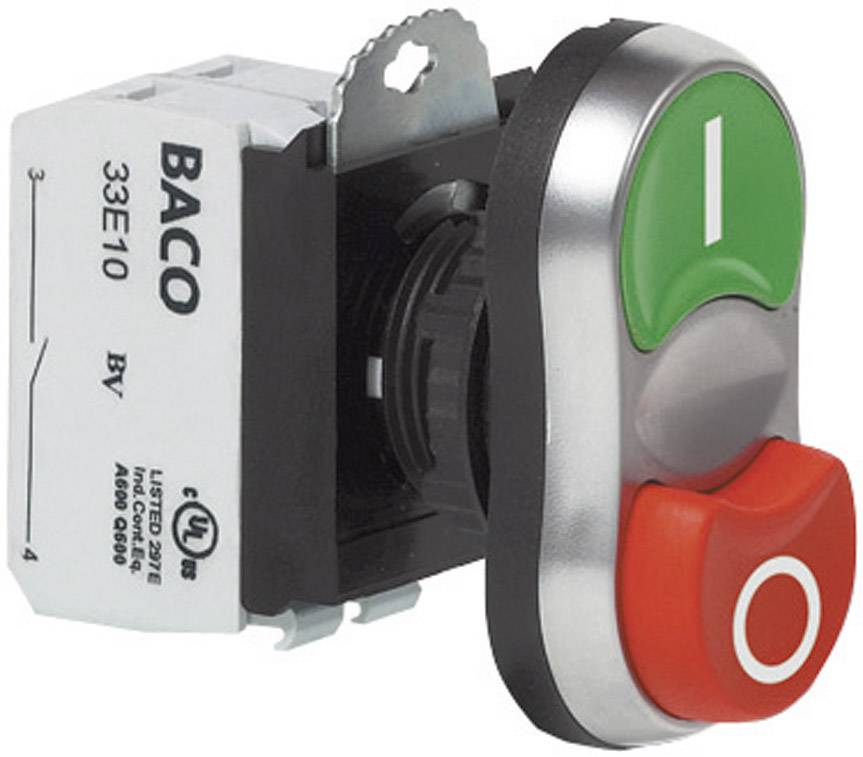 Przycisk podwójny BACO L61QB21A, 53,9 mm, 22,3 mm, IP66, I / O, max 600 V, 1 NO, 1 NC - obrazek 1