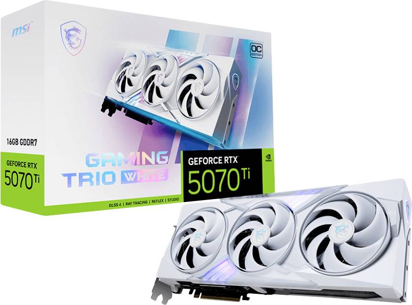 MSI Karta graficzna Nvidia GeForce RTX 5070 Ti Gaming Trio OC White 16 GB GDDR7 RAM PCIe x16 HDMI, DisplayPort NVIDIA G- - obrazek 1