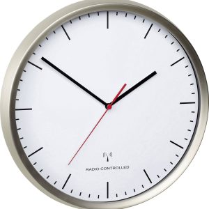 TFA Dostmann 60.3521.02 Sterowany radiowo Zegar ścienny 30.5 cm x 48 mm stali szlachetnej (szczotkowanej) cicha praca me TFA Dostmann 60.3521.02 Sterowany radiowo Zegar ścienny 30.5 cm x 48 mm stali szlachetnej (szczotkowanej) cicha praca me