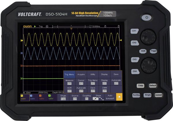 Skopometr VOLTCRAFT DSO-5104H, 100 MHz, 4-kanałowy, 1 GSa/s, 40 Mpts, 14 Bit