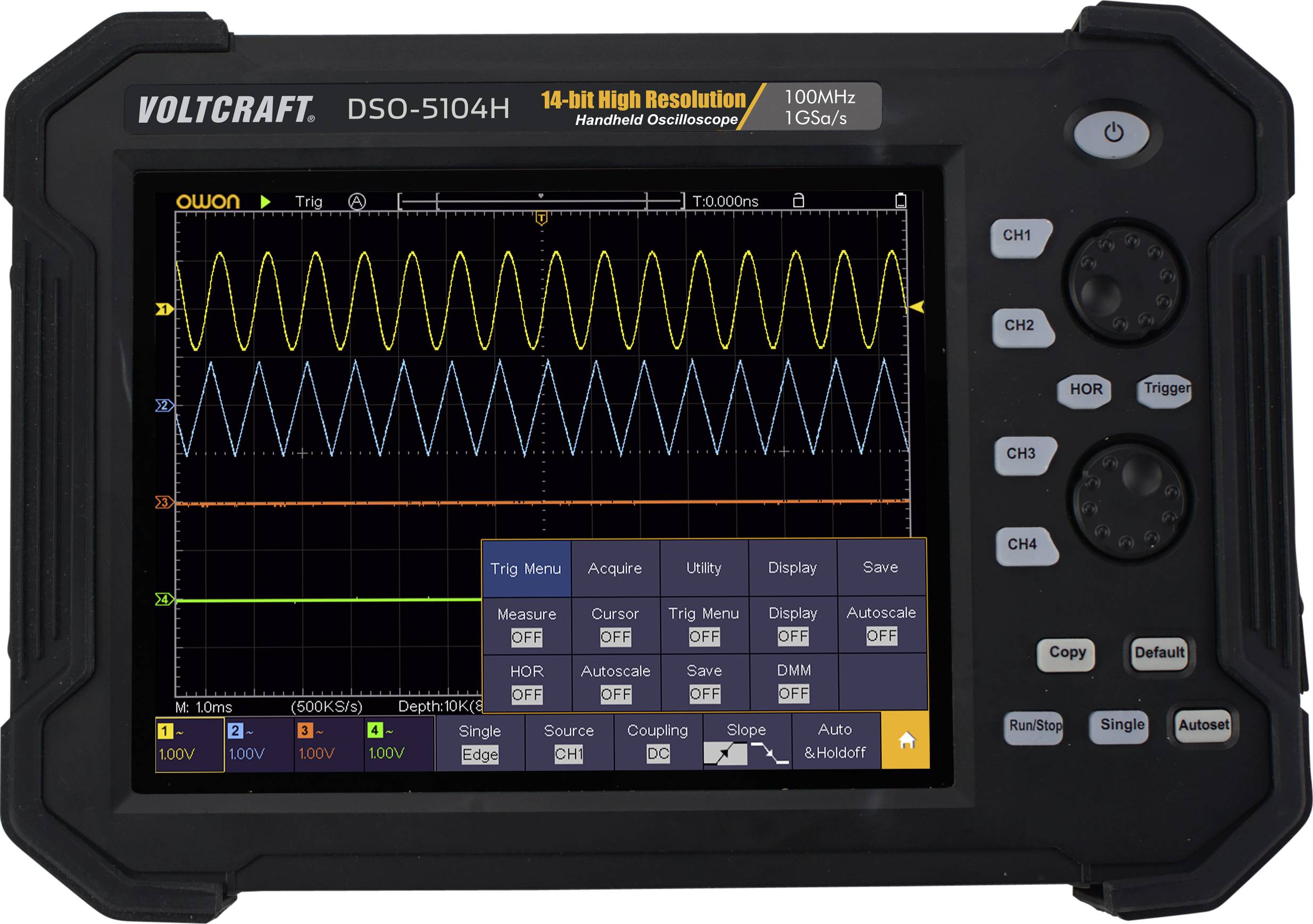Skopometr VOLTCRAFT DSO-5104H, 100 MHz, 4-kanałowy, 1 GSa/s, 40 Mpts, 14 Bit - obrazek 1