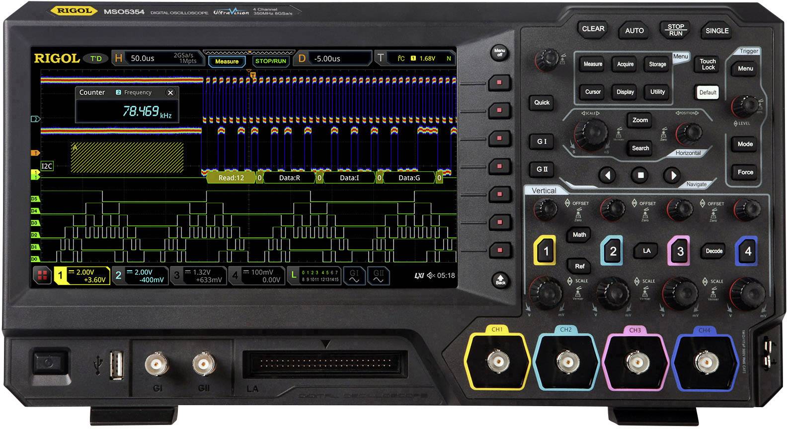 Oscyloskop cyfrowy Rigol MSO5354 350 MHz 8 GSa/s Kalibracja (ISO) - obrazek 1