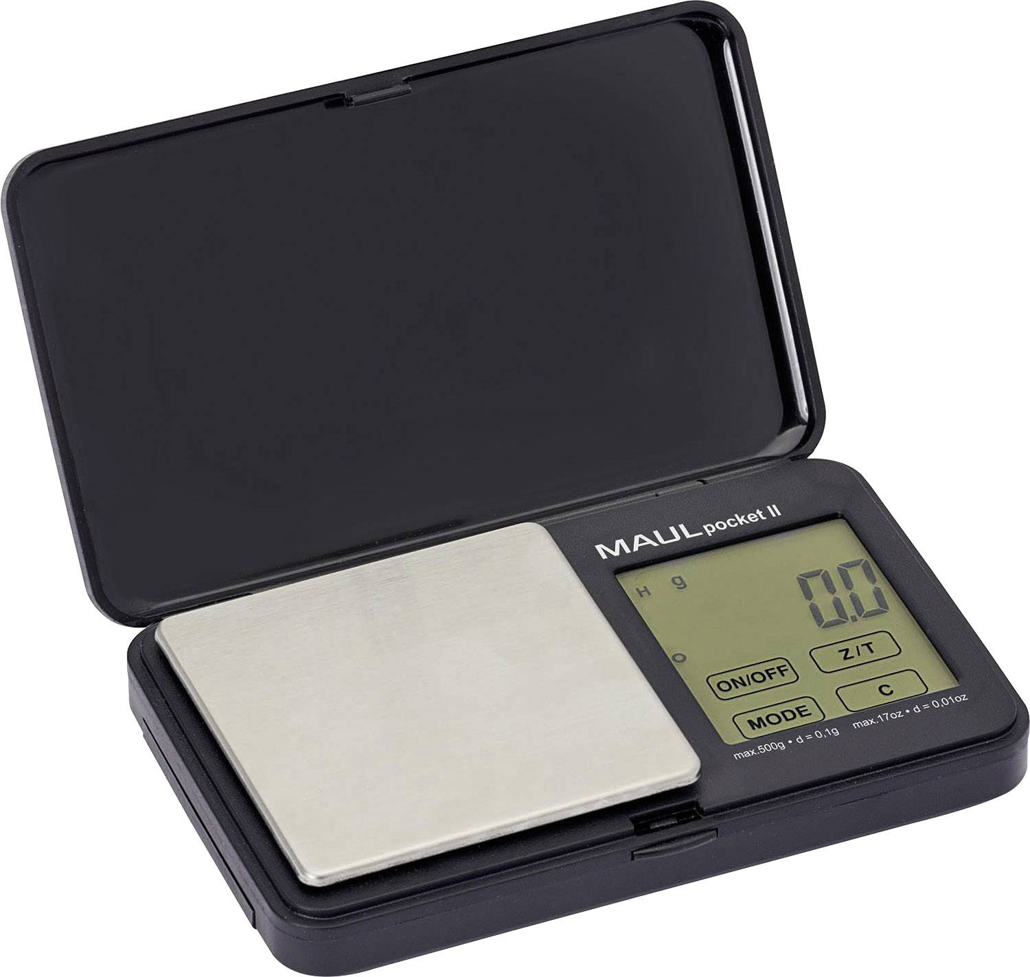 Maul Taschenwaage MAULpocket II, 500 g Waga kieszonkowa 1611590 Zakres pomiaru maks. 500 g bateryjne czarny - obrazek 1