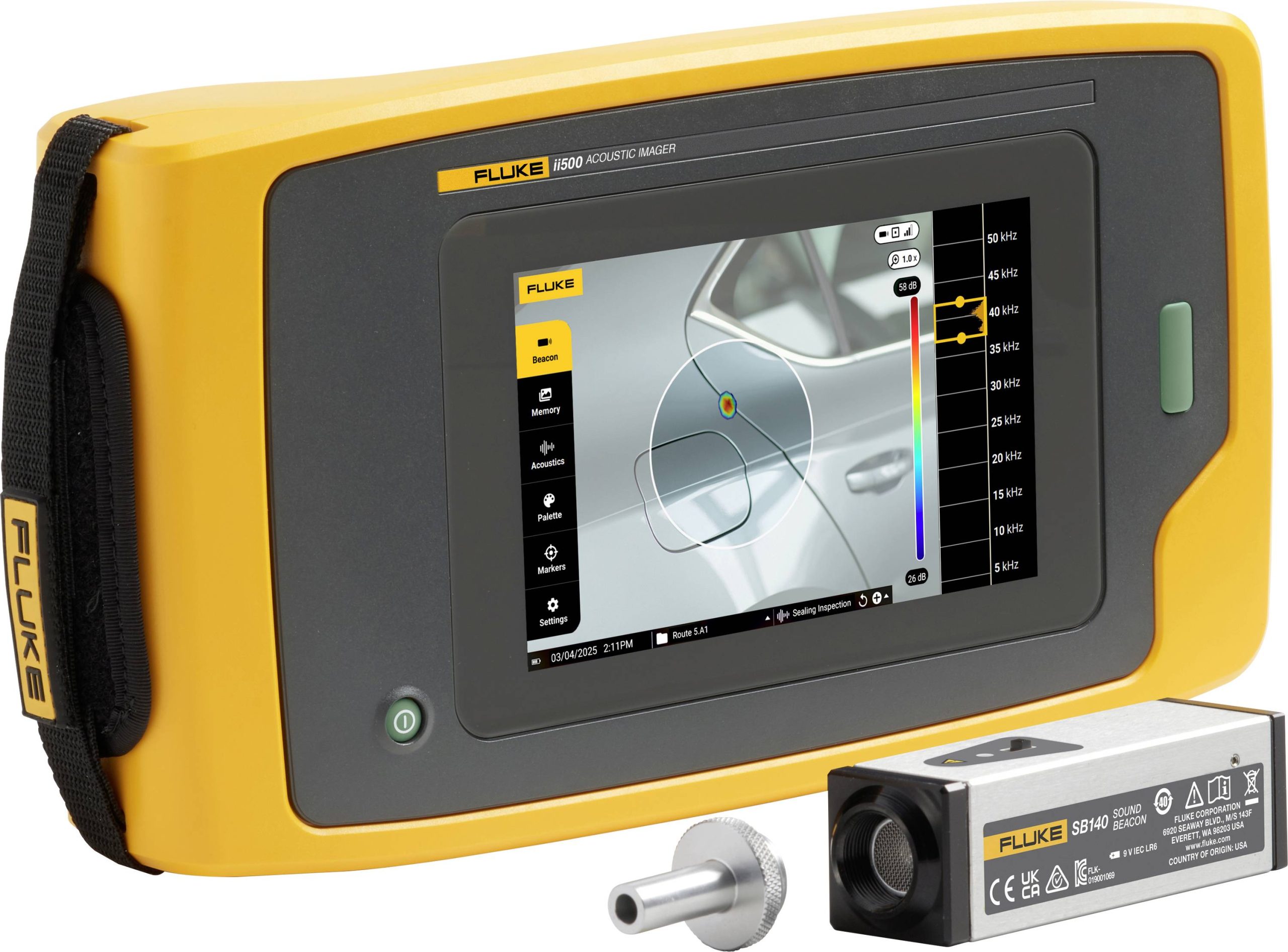 Fluke Kamera z obrazowaniem akustycznym Kolorowy wyświetlacz FLUKE-II500/SB140 15.4 - 115.2 dB 2 Hz - 52 Hz USB-C - obrazek 1