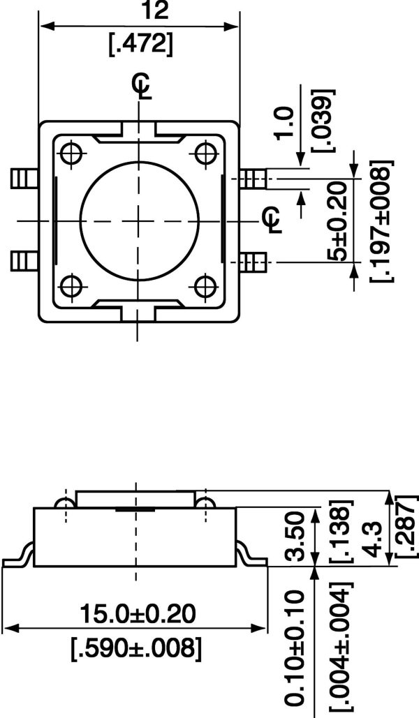 Przycisk chwilowy APEM DTSM-21N-V-B, 1 x wył/(wł), 1 szt.