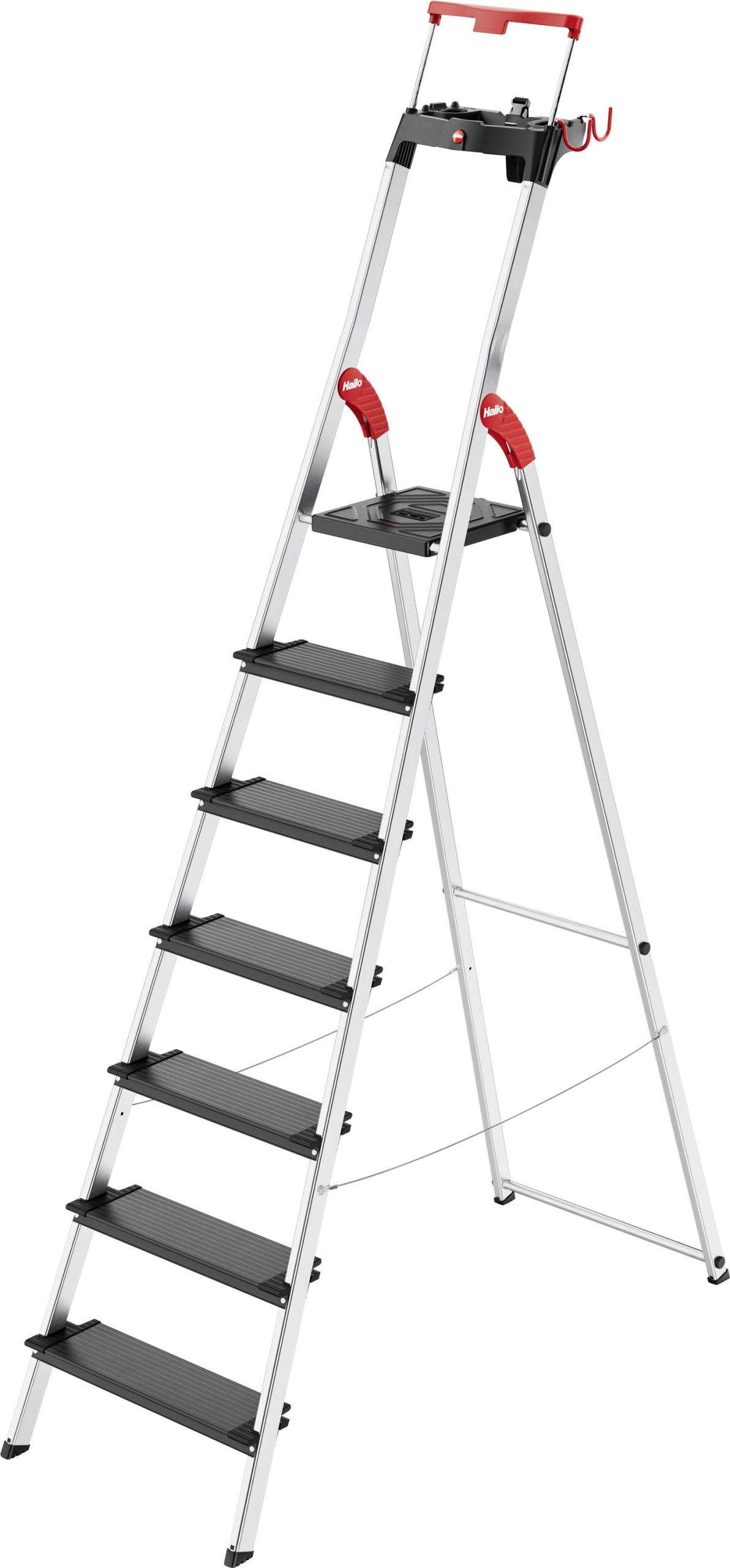 Hailo L100 TOPLINE 8050-707 aluminium Drabina składana ze stopniem zaw. wkładkę na narzędzia Maksymalna wysokość robocza - obrazek 1