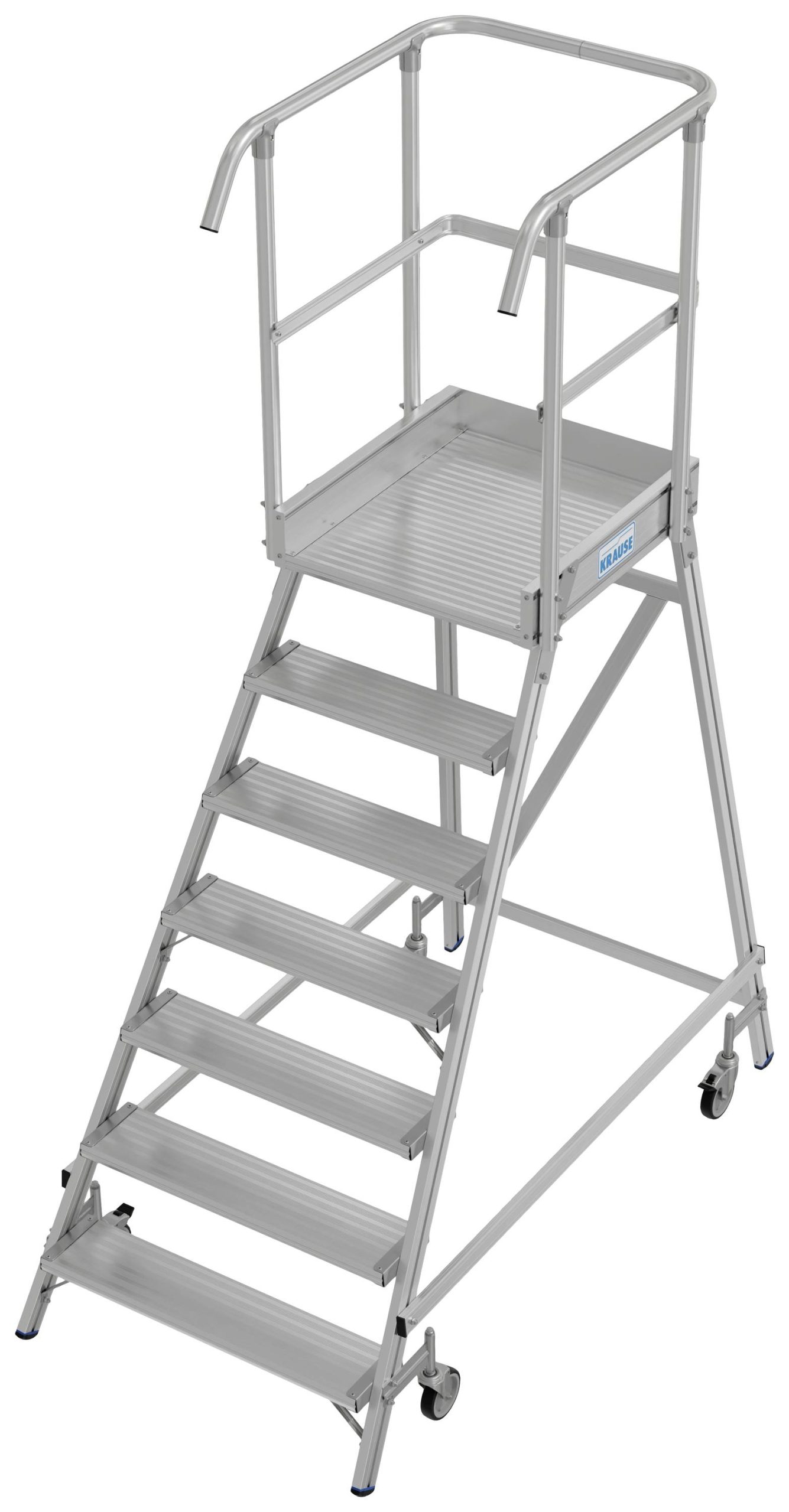Krause 821058 aluminium Drabina platformowa przenośna, montaż z narzędziem Maksymalna wysokość robocza: 3.7 m aluminiowy - obrazek 1