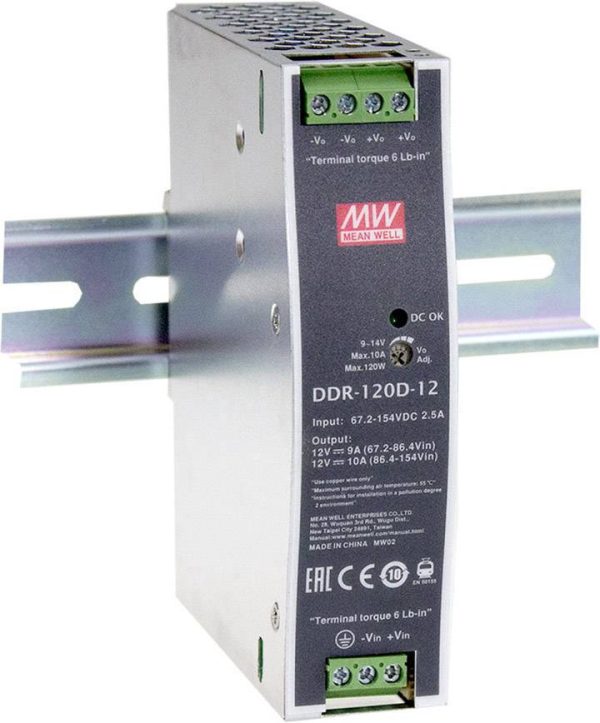 MEAN WELL DDR-120C-24 Przetwornik DC/DC na szynę DIN 24 V/DC 5 A 120 W Ilość wyjść:1 x Opis 1 szt.