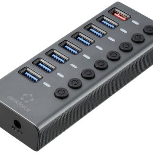 Renkforce RF-6049086 USB-Hub 8 USB-A USB 3.2 Gen2 10 GBit/s indywidualne wyłączanie, z diodą LED statusu, aluminiowa obu Renkforce RF-6049086 USB-Hub 8 USB-A USB 3.2 Gen2 10 GBit/s indywidualne wyłączanie, z diodą LED statusu, aluminiowa obu