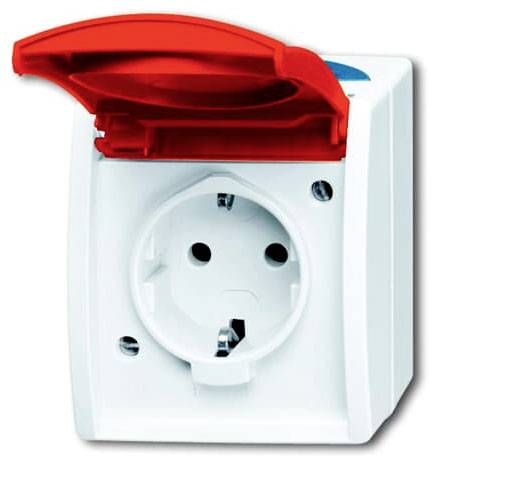 ABB 2CKA002083A0825 Gniazdo wtykowe ze stykiem ochronnym z pokrywką IP44 czerwony, rubinowy czerwony
