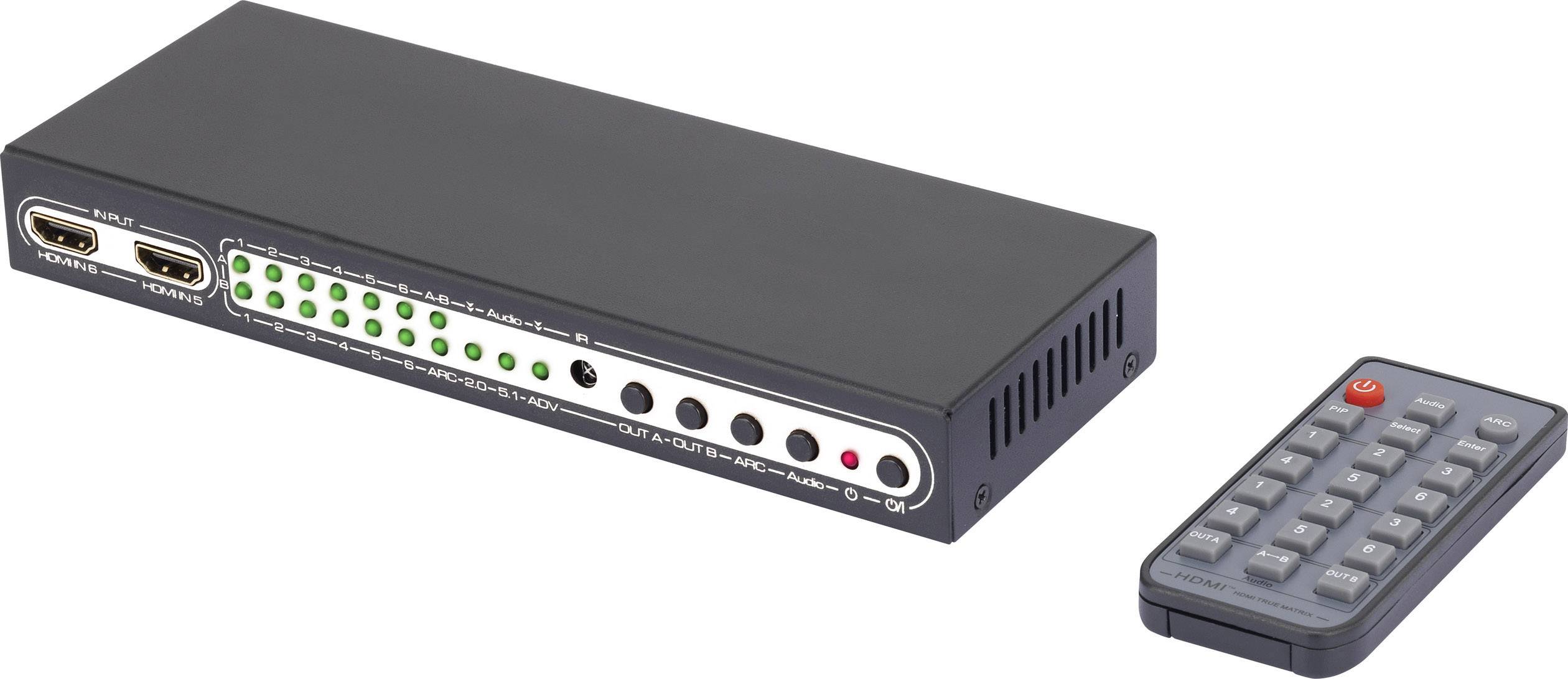 SpeaKa Professional 6 Portów Przełącznik HDMI-Matrix z funkcją Picture in Picture, z pilotem zdalnego sterowania 3840 x - obrazek 1