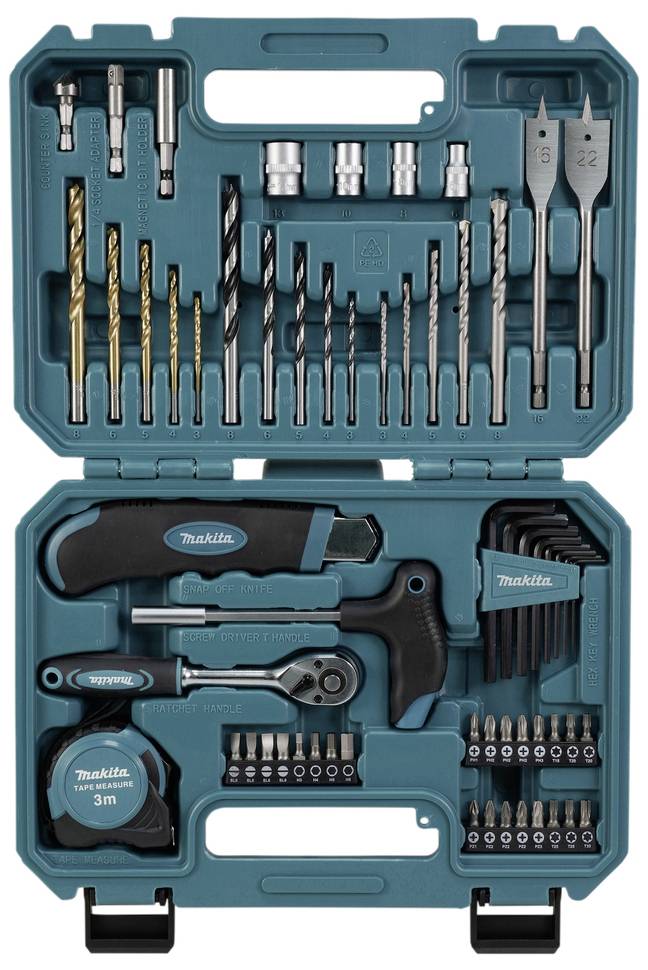 Makita E-15095 60 szt. Zestaw wierteł i bitów metal, kamień, beton, drewno, wyrób kamieniarski 3 mm, 4 mm, 5 mm, 6 mm, 8 - obrazek 1