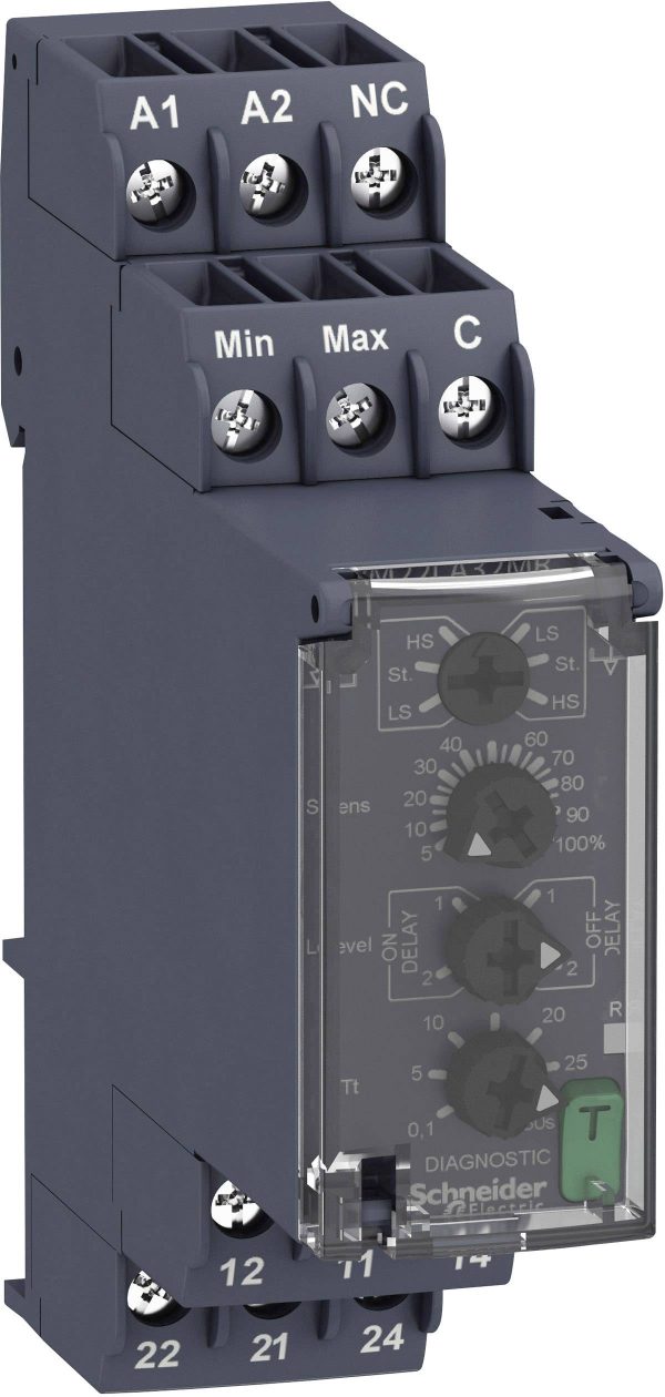 Schneider Electric Przekaźnik monitorujący 2 zestyki przełączne 1 szt. RM22LA32MR monitorowanie poziomu cieczy (ciecze p