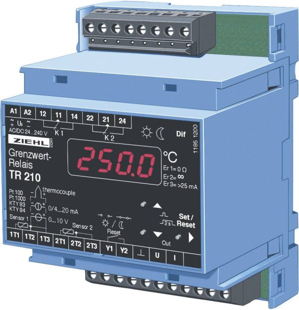 Elektroniczny czujnik i regulator temperatury TR 210 Ziehl T224071 24 – 240 V DC/AC Wyjścia 2 przekaźniki (zestyk przełą
