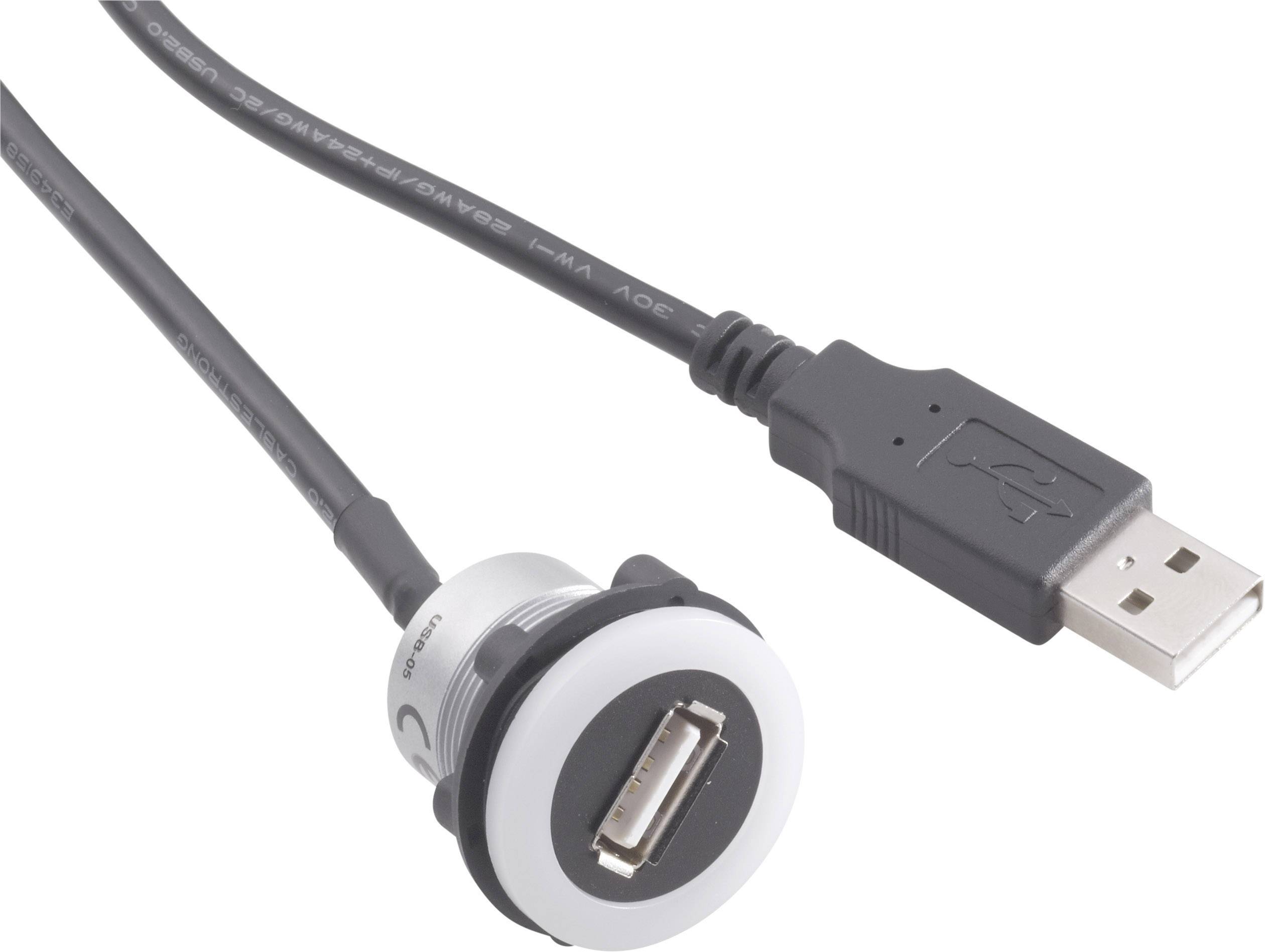 Gniazdo USB 2.0 do zabudowy TRU COMPONENTS USB-05-BK 1229321, USB Typu-A, 1 szt. - obrazek 1