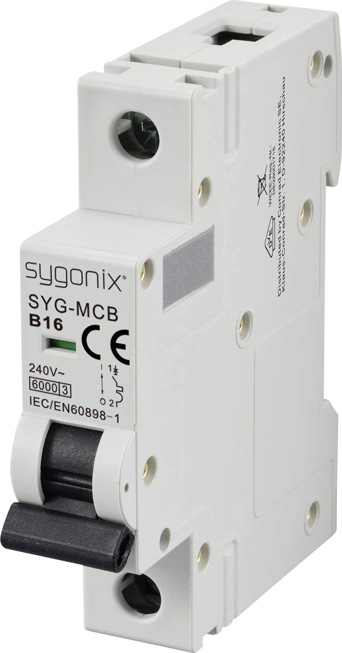 Wyłącznik automatyczny Sygonix SYG-MCB 1P/B16/6KA SY-6440880, 1 styk, 240 V/AC, 16 A - obrazek 1