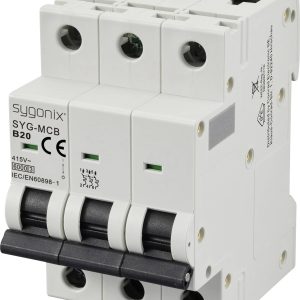 Wyłącznik automatyczny Sygonix SYG-MCB 3P/B20/6KA SY-6440996, 3 styki, 415 V/AC, 20 A Wyłącznik automatyczny Sygonix SYG-MCB 3P/B20/6KA SY-6440996, 3 styki, 415 V/AC, 20 A