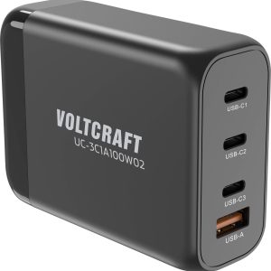 VOLTCRAFT UC-3C1A100W02 Ładowarka USB 100 W 3x USB-C®, 1x USB-A Power Delivery czarny dom GaN, USB Power Delivery (USB-P VOLTCRAFT UC-3C1A100W02 Ładowarka USB 100 W 3x USB-C®, 1x USB-A Power Delivery czarny dom GaN, USB Power Delivery (USB-P