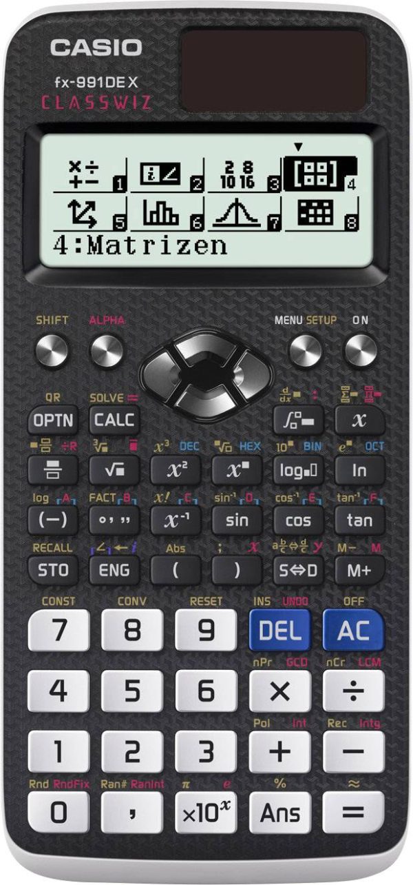 Casio FX-991DE X Kalkulator techniczny, naukowy czarny Wyświetlacz: 12 energią słoneczną, bateryjne (S x W x G) 77 x 11