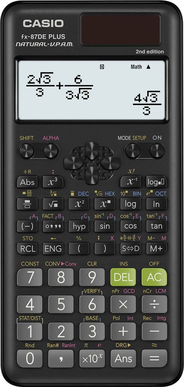 Casio FX-87DEPLUS-2 Kalkulator techniczny, naukowy czarny Wyświetlacz: 12 energią słoneczną, bateryjne (S x W x G) 77 x