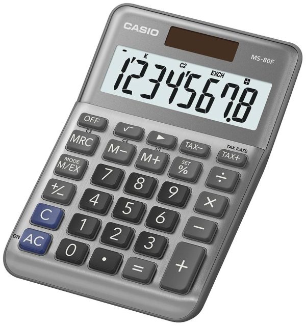 Casio MS-80F Kalkulator stołowy szary Wyświetlacz: 8 bateryjne, energią słoneczną (S x W x G) 101 x 148.5 x 27.6 mm