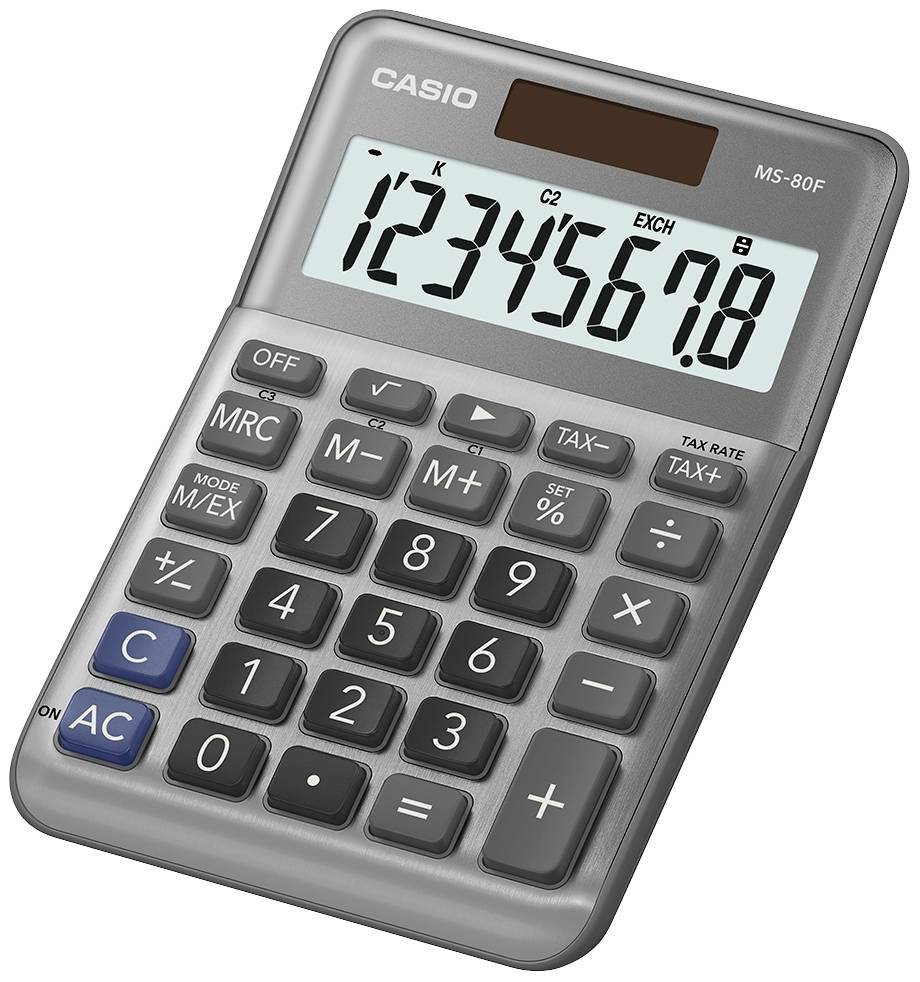 Casio MS-80F Kalkulator stołowy szary Wyświetlacz: 8 bateryjne, energią słoneczną (S x W x G) 101 x 148.5 x 27.6 mm - obrazek 1