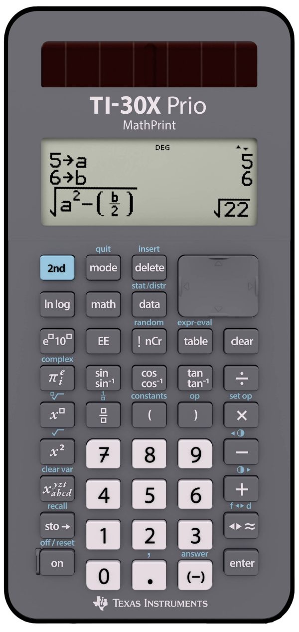 Texas Instruments TI-30X Prio MathPrint™ Kalkulator szkolny czarny Wyświetlacz: 64 bateryjne, energią słoneczną