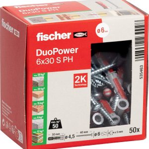 Fischer 535463 DUOPOWER 6×30 S PH LD Kołek 2-komponentowy 30 mm 6 mm 50 szt. Fischer 535463 DUOPOWER 6×30 S PH LD Kołek 2-komponentowy 30 mm 6 mm 50 szt.
