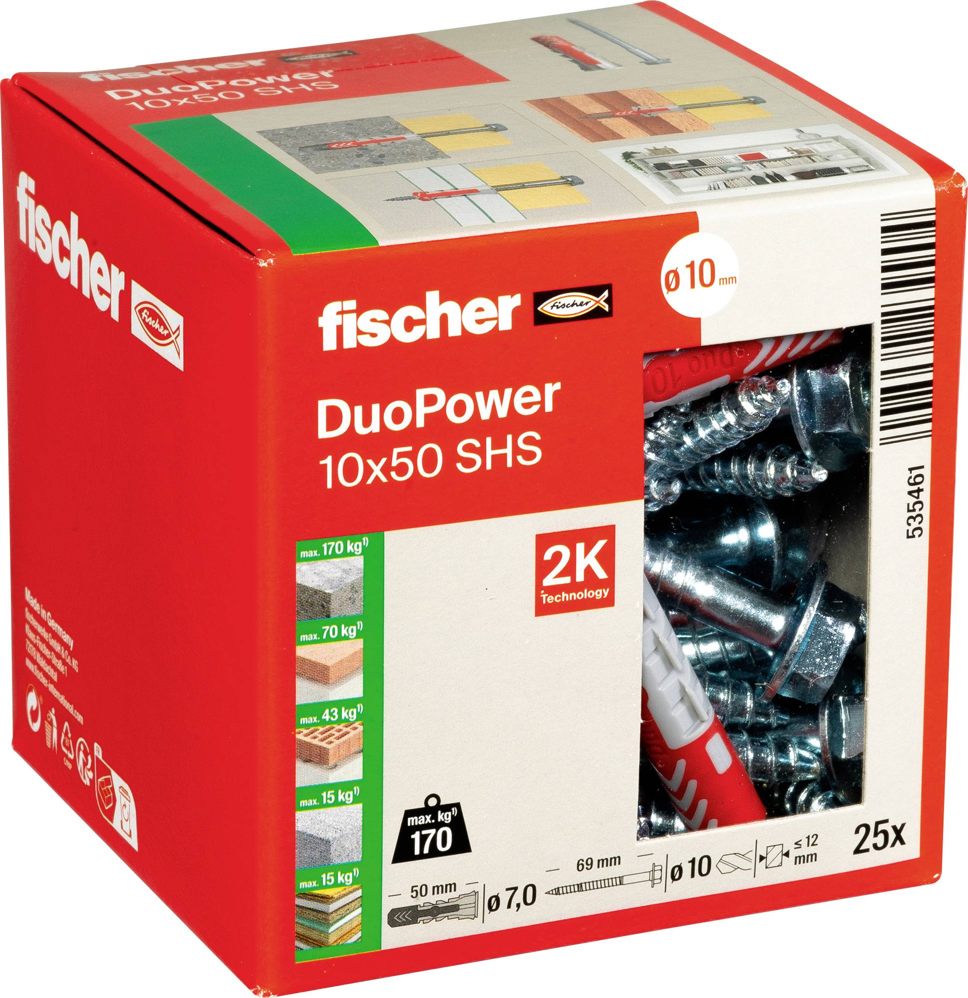 Fischer 535461 DUOPOWER 10x50 S LD Kołek 2-komponentowy 50 mm 10 mm 25 szt. - obrazek 1
