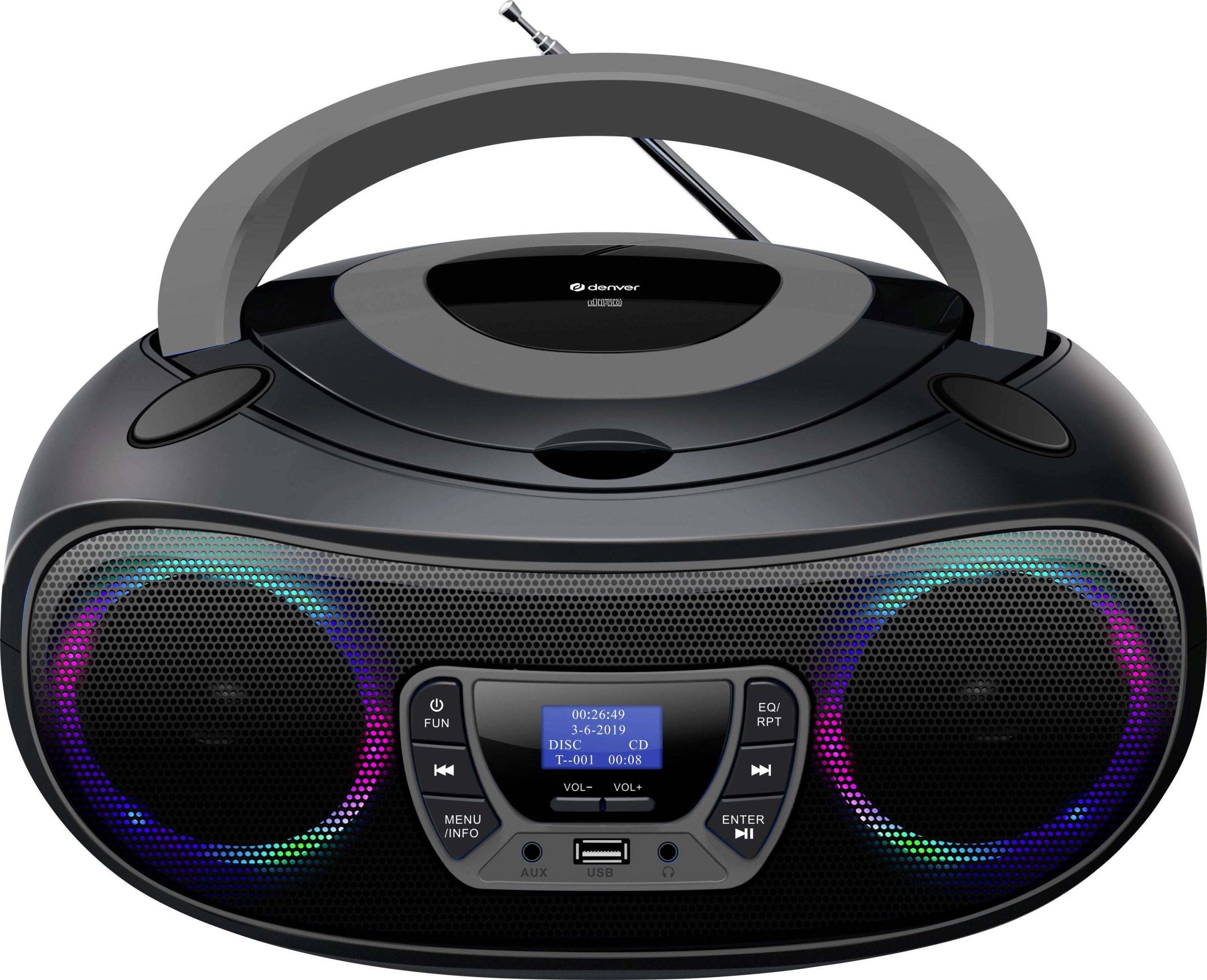 Radio-CD Denver TDB-212GR DAB+, DAB, FM czarny, szary - obrazek 1