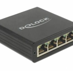 Delock USB 2.0 adapter [1x złącze żeńskie DC 5,5 mm, Gniazdo USB-B – 4x złącze żeńskie RJ45] 62966 0.8 m