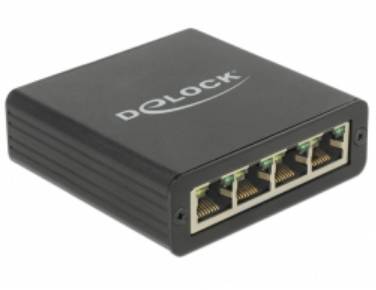 Delock USB 2.0 adapter [1x złącze żeńskie DC 5,5 mm, Gniazdo USB-B - 4x złącze żeńskie RJ45] 62966 0.8 m - obrazek 1