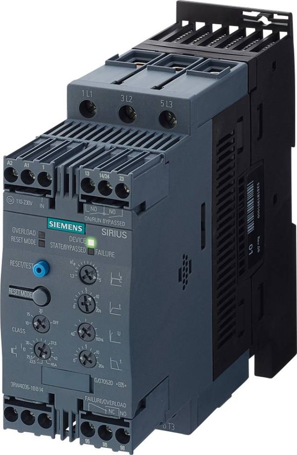 Siemens 3RW4036-1BB04 3RW40361BB04 Soft-start Moc silnika przy 400 V 22 kW 480 V Natężenie znamionowe 45 A