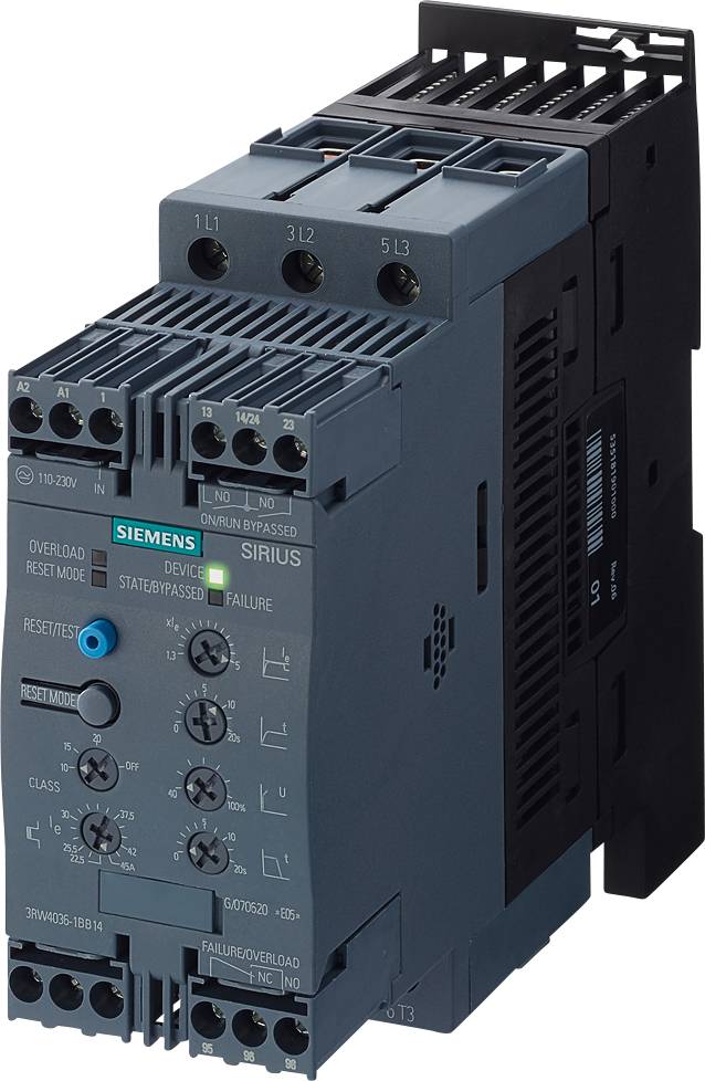Siemens 3RW4036-1BB04 3RW40361BB04 Soft-start Moc silnika przy 400 V 22 kW 480 V Natężenie znamionowe 45 A - obrazek 1