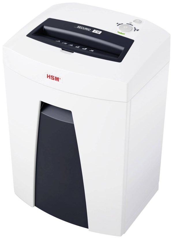 HSM SECURIO C18 Niszczarka 9 ark. Cięcie na drobne elem. 3.9 x 30 mm P-4 25 l Niszczy także zszywki, spinacze do papieru