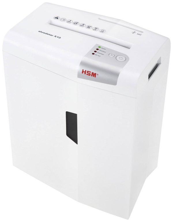 HSM shredstar X10 Niszczarka 10 ark. Cięcie na drobne elem. 4.5 x 30 mm P-4 20 l Niszczy także płyty CD, płyty DVD, zszy
