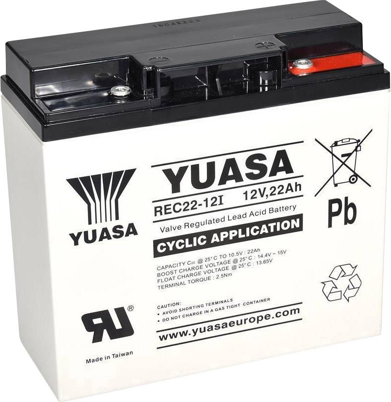 Akumulator ołowiowy Yuasa REC22-12 YUAREC2212, AGM, 12 V, 22 Ah - obrazek 1