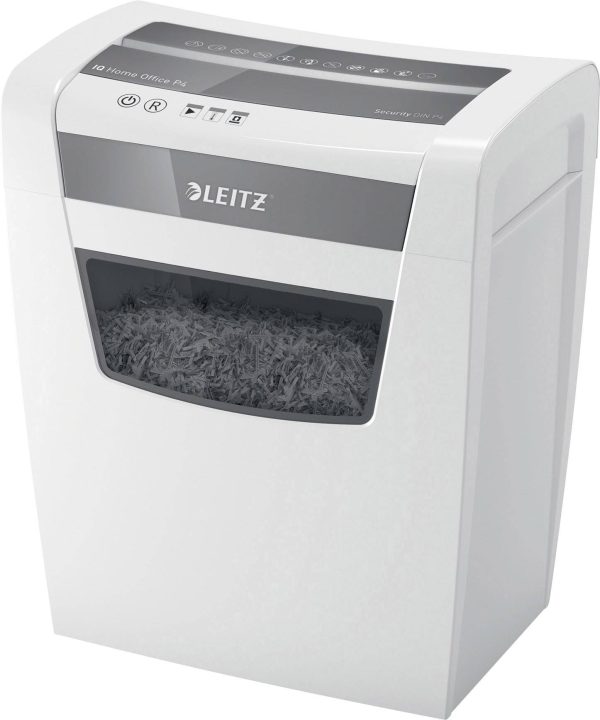 Leitz IQ Home Office P4 Niszczarka 10 ark. Cięcie na drobne elem. 4 x 28 mm P-4 23 l Niszczy także zszywki, spinacze do