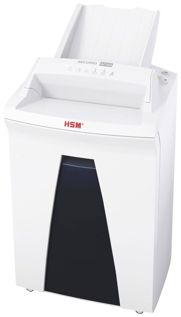 HSM AF300 Niszczarka 14 ark. Cięcie na drobne elem. 4.5 x 30 mm P-5 Niszczy także zszywki, spinacze do papieru, karty kr