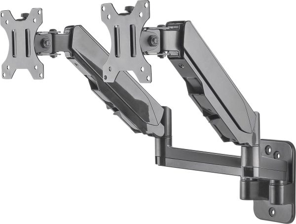Manhattan Uchwyt ścienny do monitora 461627 2 Wyświetlacz 43,2 cm (17″) – 81,3 cm (32″) czarny Obrotowy, z regulowaną wy