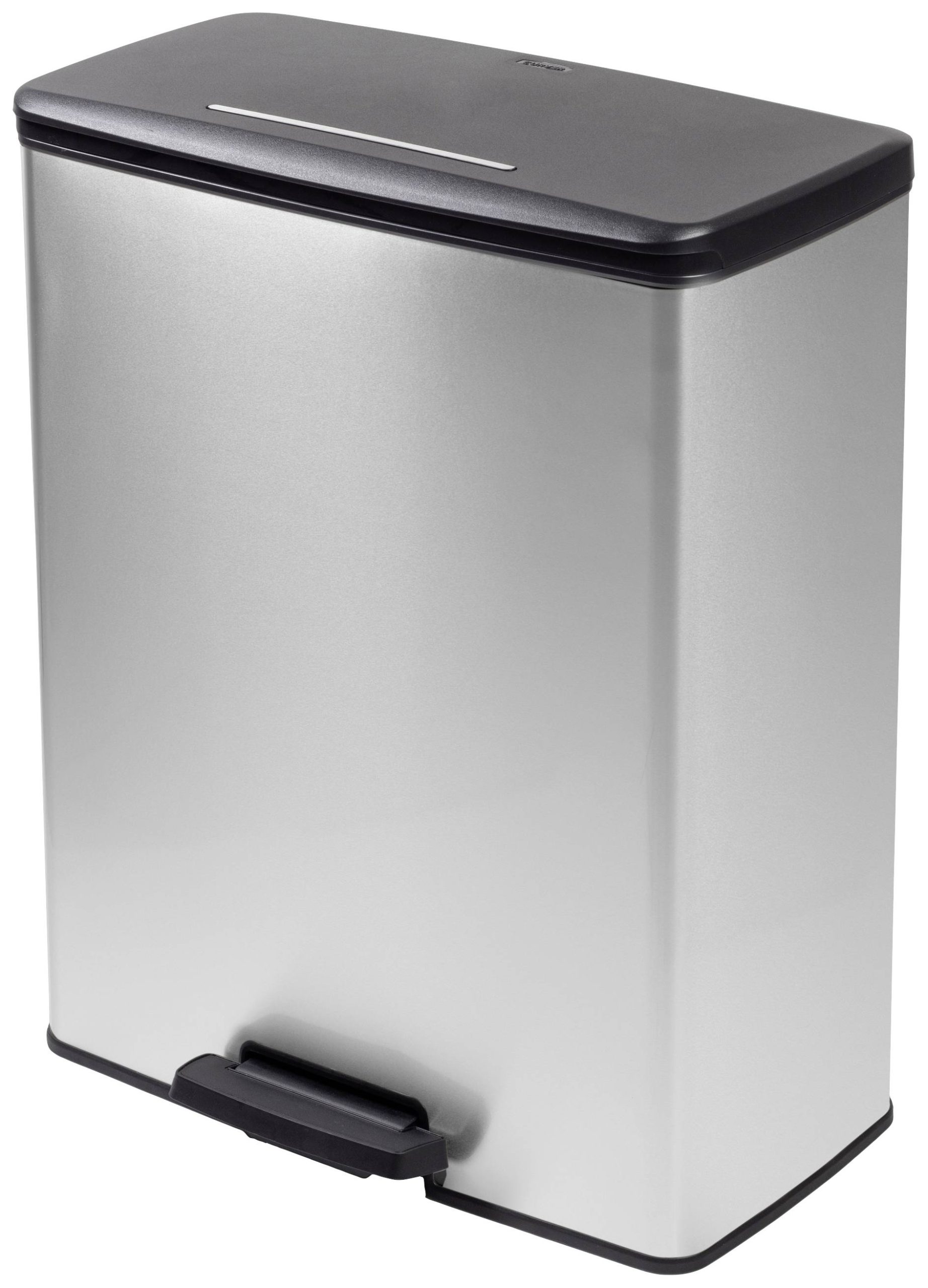Curver Deco bin slim 254610 Kosz na śmieci 65 l (D x S x W) 480 x 480 x 615 mm srebrny, czarny Mechanizm z pedałem 1 szt - obrazek 1