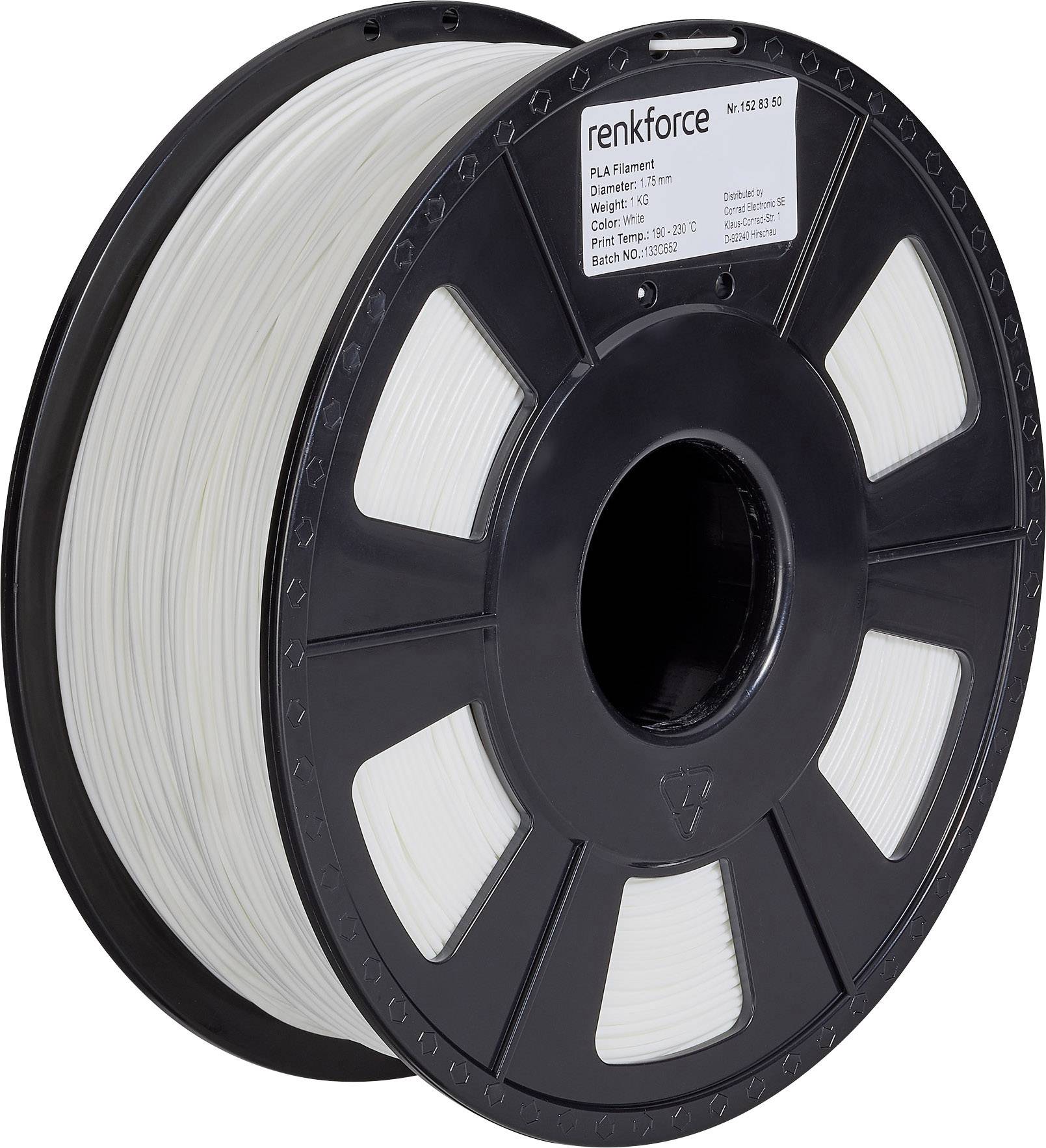 Filament do drukarek 3D PLA Pro Renkforce RF-4511190, Średnica filamentu: 1.75 mm, 1000 g, biały - obrazek 1