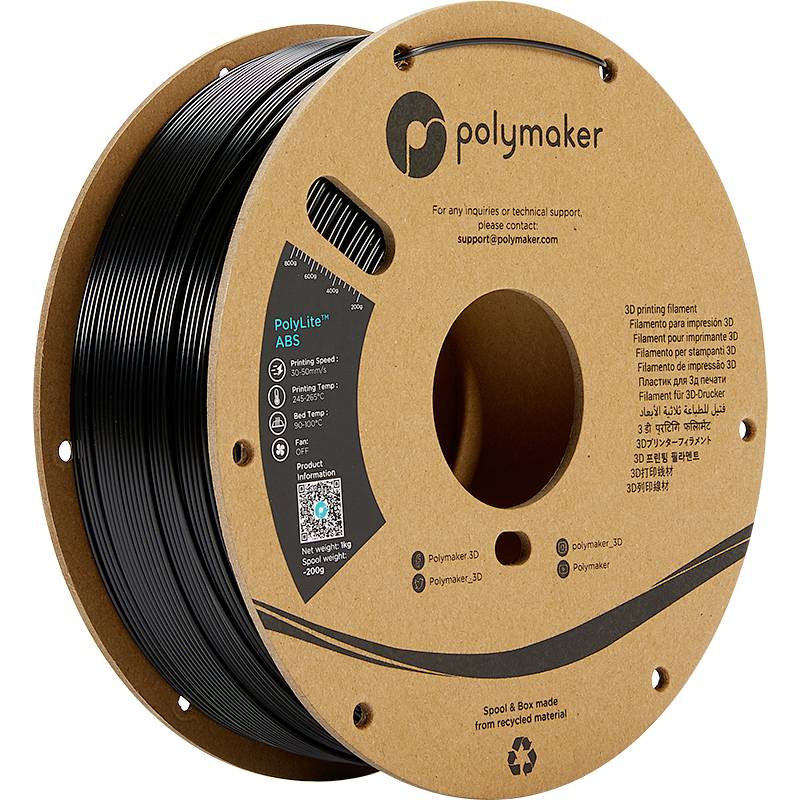 Polymaker PE01001 PolyLite Filament do drukarek 3D ABS niski poziom zapachu 1.75 mm 1000 g czarny 1 szt. - obrazek 1