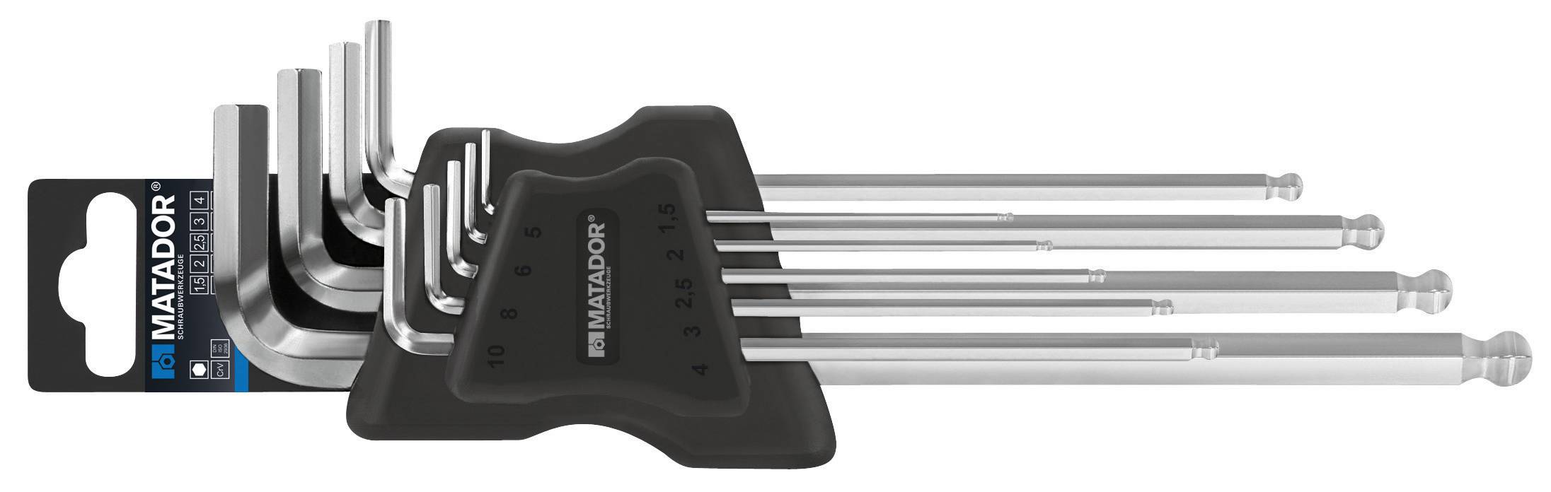 Matador Schraubwerkzeuge wewnętrzny sześciokąt Zestaw kluczy trzpieniowych 1.5 mm, 2 mm, 2.5 mm, 3 mm, 4 mm, 5 mm, 6 mm, - obrazek 1