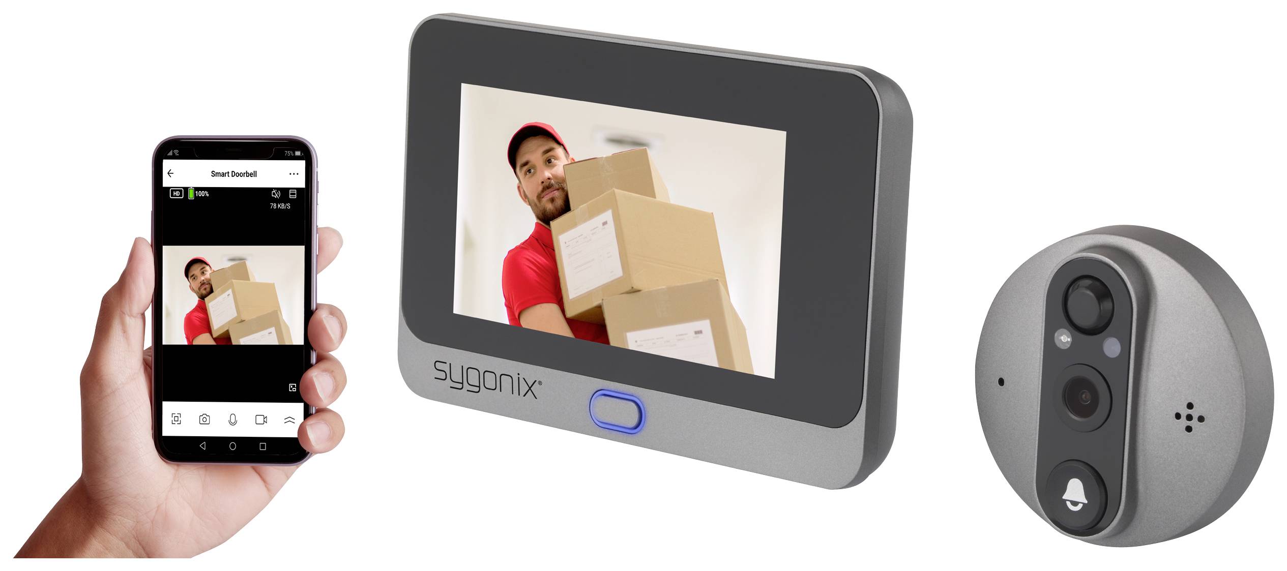 Wideodomofon IP Sygonix SY-5050582 WLAN szary - obrazek 1