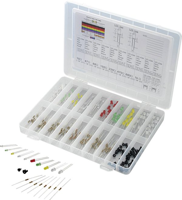 Akcesoria LED TRU COMPONENTS 1564910, czerwony, zielony, żółty, niebieski, biały, okrągły, 3 mm, 5 mm