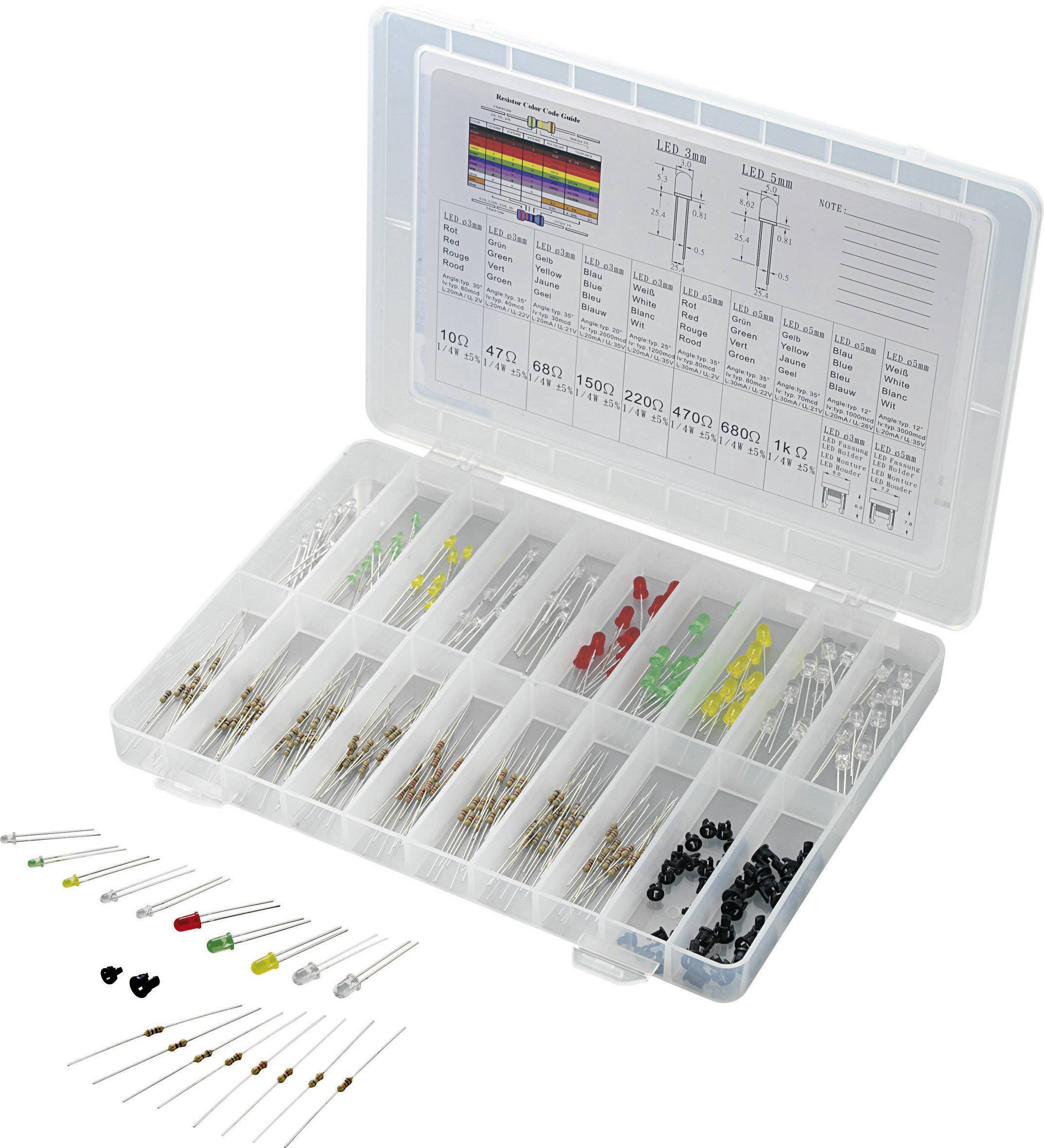 Akcesoria LED TRU COMPONENTS 1564910, czerwony, zielony, żółty, niebieski, biały, okrągły, 3 mm, 5 mm - obrazek 1